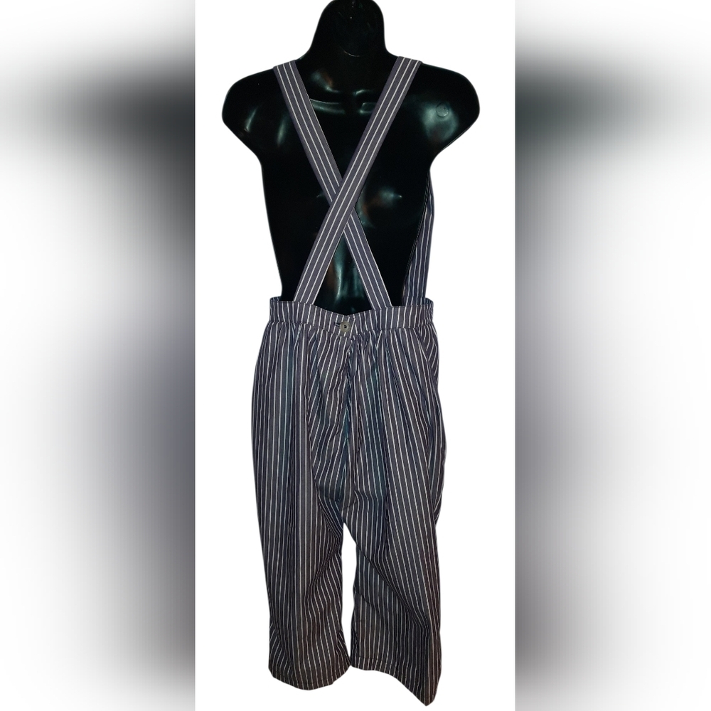 Striped Wide-Leg Overalls - Black & White - Picture 9 of 9